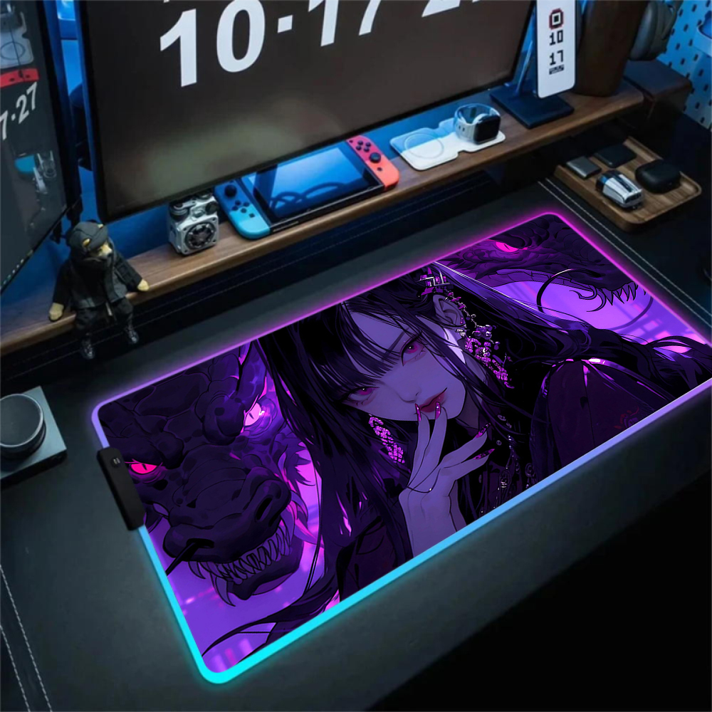 Anime Girl Mousepad Gaming Mou - Tradescantia Purple avaliação e preço