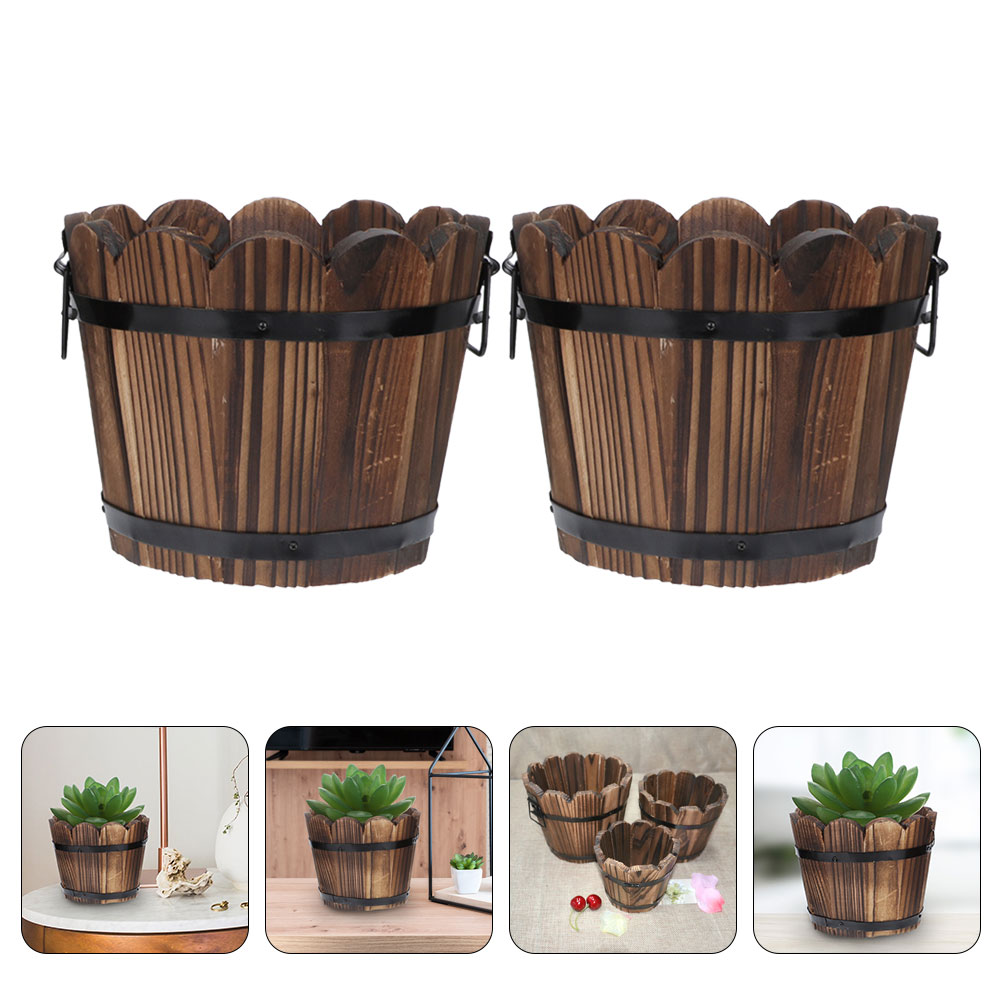 2 Pcs Wooden Flower Pot Carbon - Aloe Vera Pot avaliação e preço