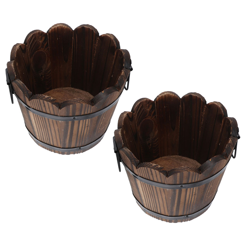 2 Pcs Wooden Flower Pot Carbon - Aloe Vera Pot avaliação e preço