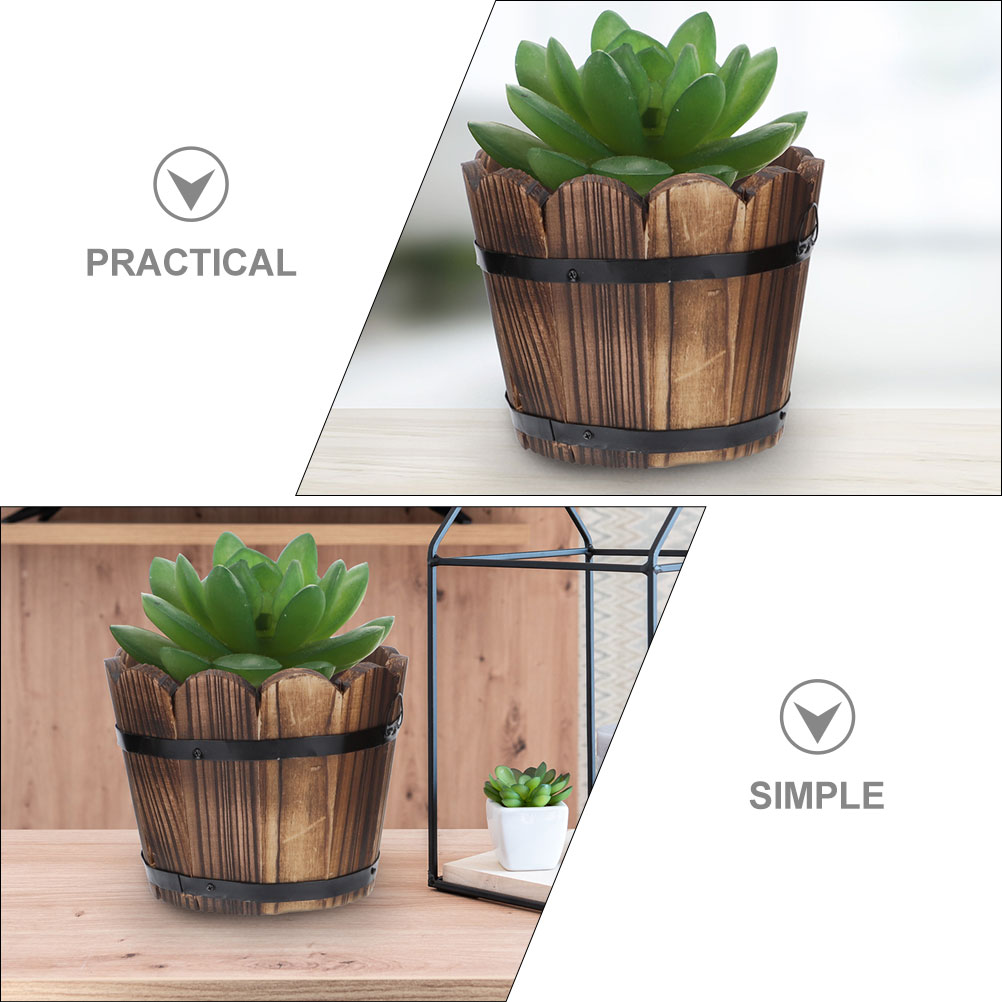 2 Pcs Wooden Flower Pot Carbon - Aloe Vera Pot avaliação e preço