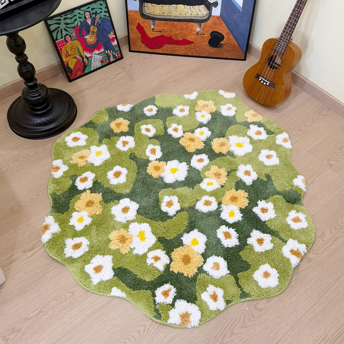 Green Meadow Daisy Tufted Rug, - Maranta Prayer Plant avaliação e preço