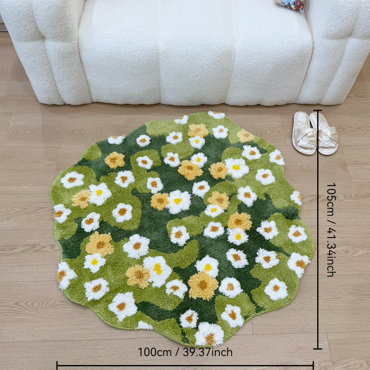 Green Meadow Daisy Tufted Rug, - Maranta Prayer Plant avaliação e preço
