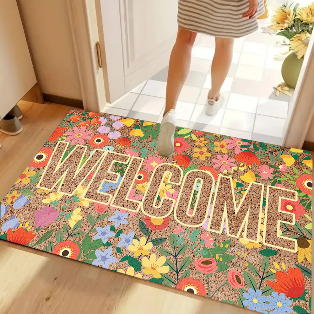 Welcome Retro Floral Doormat O - Maranta Prayer Plant avaliação e preço